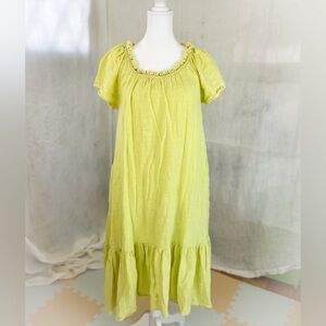 Anthropologie Lime Ruffle Detail Top